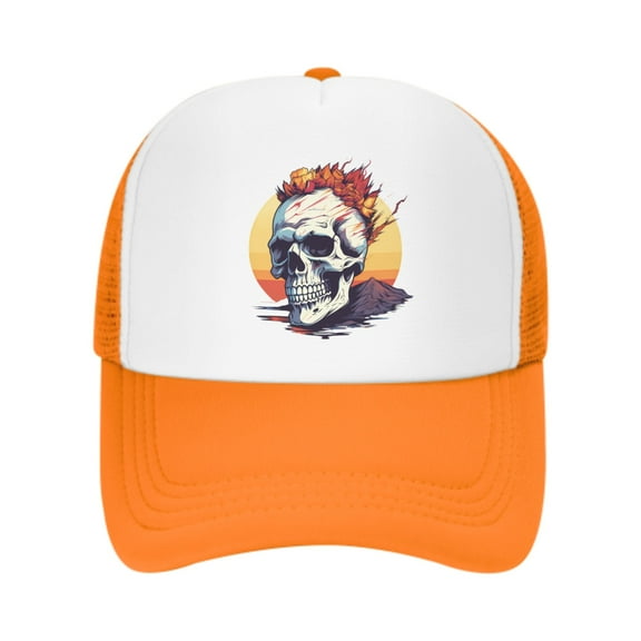 Skeleton Unisex Trucker Hats for Men Women Adjustable Casual Baseball Caps for Outdoor Activities Dad Cap