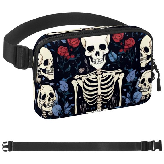 Skeleton Waist Pack for Running Fanny Pack for Women and Men Crossbody Belt Bag Bum Bag with Adjustable Strap for Sports