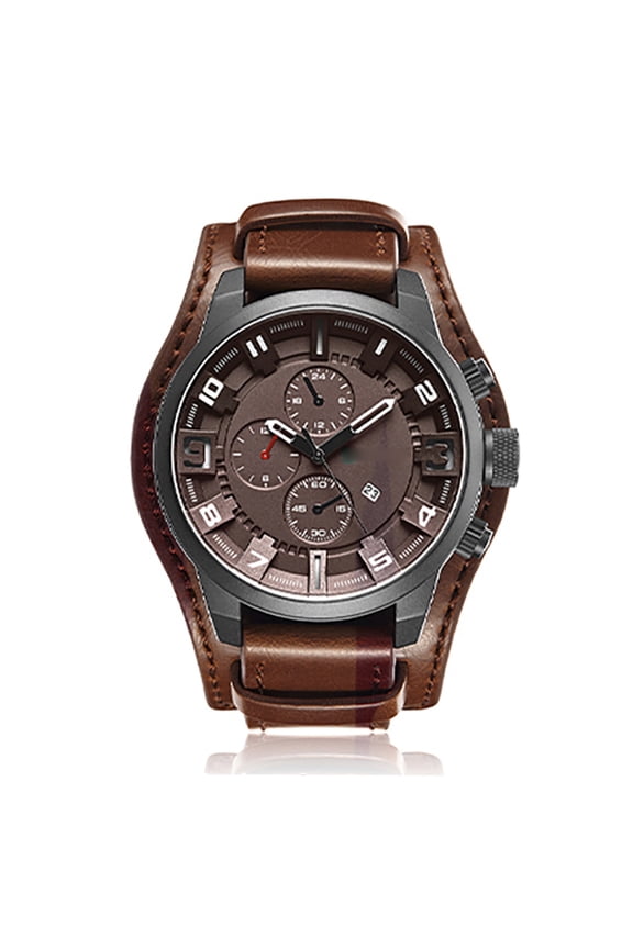 Skeleton Watch Men Business Sport Wristwatch, Precision Quartz Calendar Dress Watch (10 inches / 25.5 cm)
