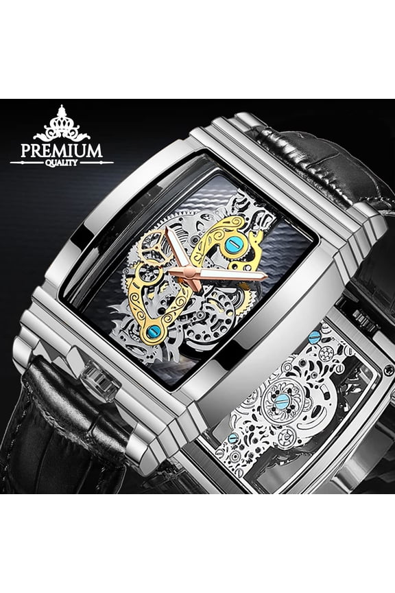 Skeleton Watch for Men - Leather, 30M Water Resistant, Luminous Markers | Stylish Business Watch