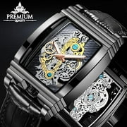 Skeleton Watch for Men - Leather, 30M Water Resistant, Luminous Markers | Stylish Business Watch
