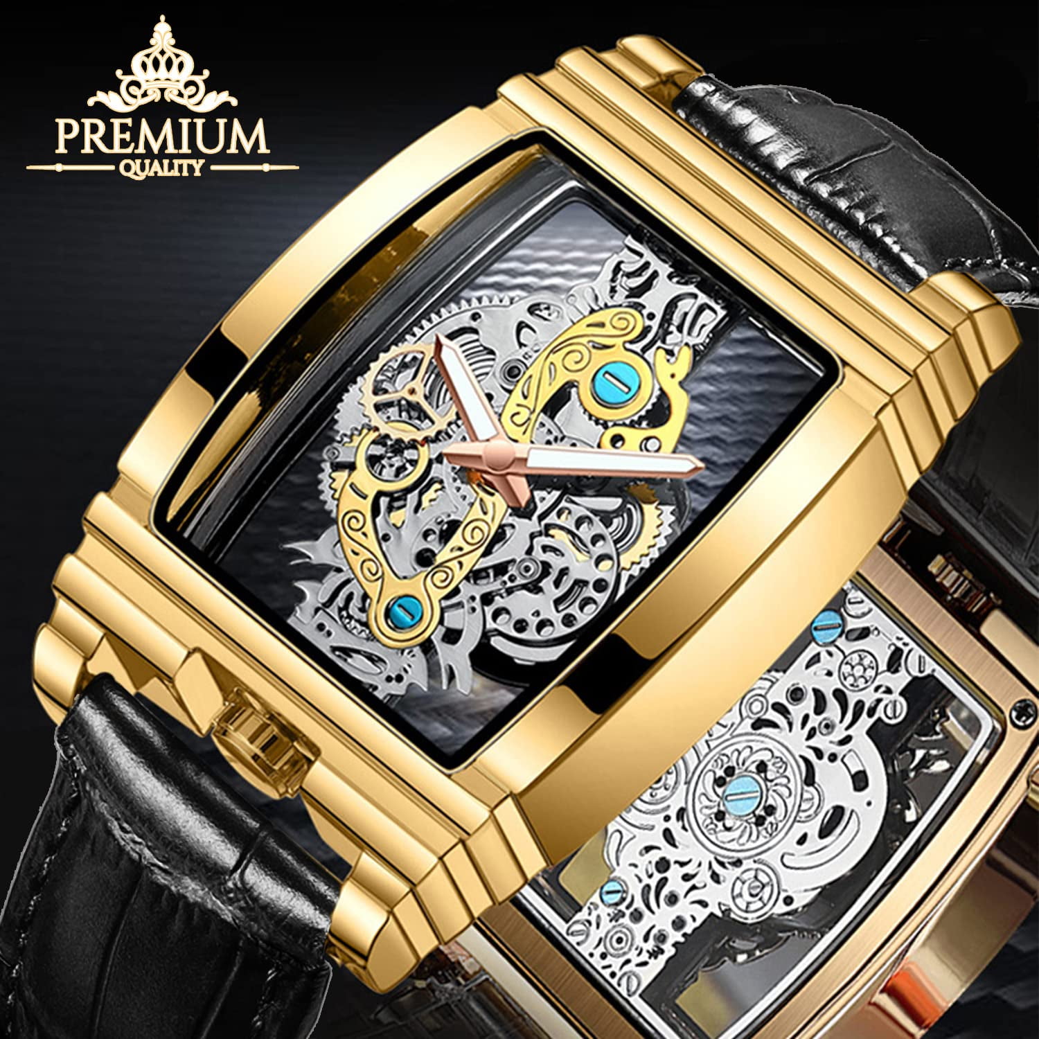 Skeleton Watch for Men - Leather, 30M Water Resistant, Luminous Markers | Stylish Business Watch