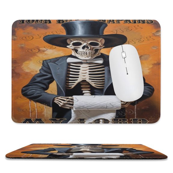 Skeleton With Toilet Paper Print Mouse Pad, Computer Mouse Mat with Anti-Slip Rubber Base, Easy Gliding, with Stitched Edge,Funny Mouse Pad with Design 8"x10"