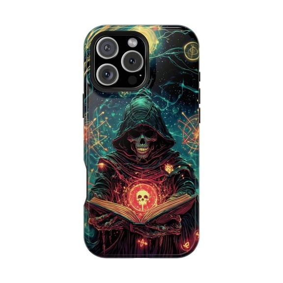 Skeleton Wizard Fantasy Spell Books Dark Abstract Artistic Phone Case for iPhone 11 12 13 14 15 16 17 Pro Max