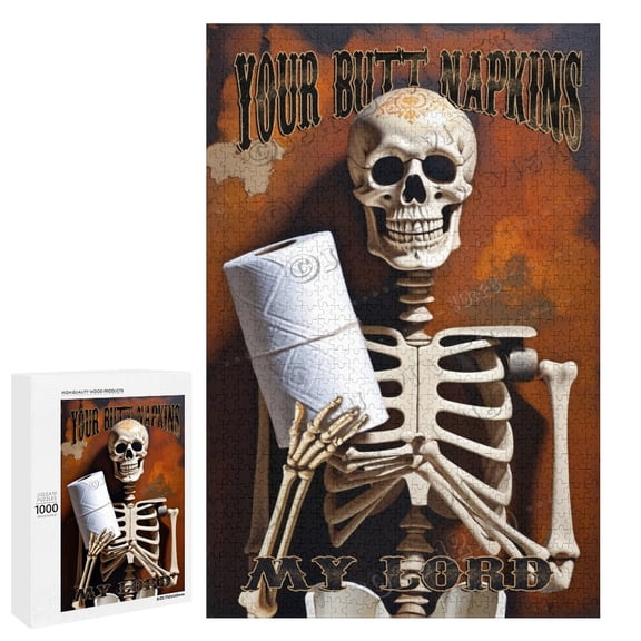 Skeleton Your Butt Napkins My Lord Retro Wood Sign Halloween Party Decorations for Home Wall Decor 1000 PCS Wood Puzzles for Adults and Kids 30.7"x20.8"