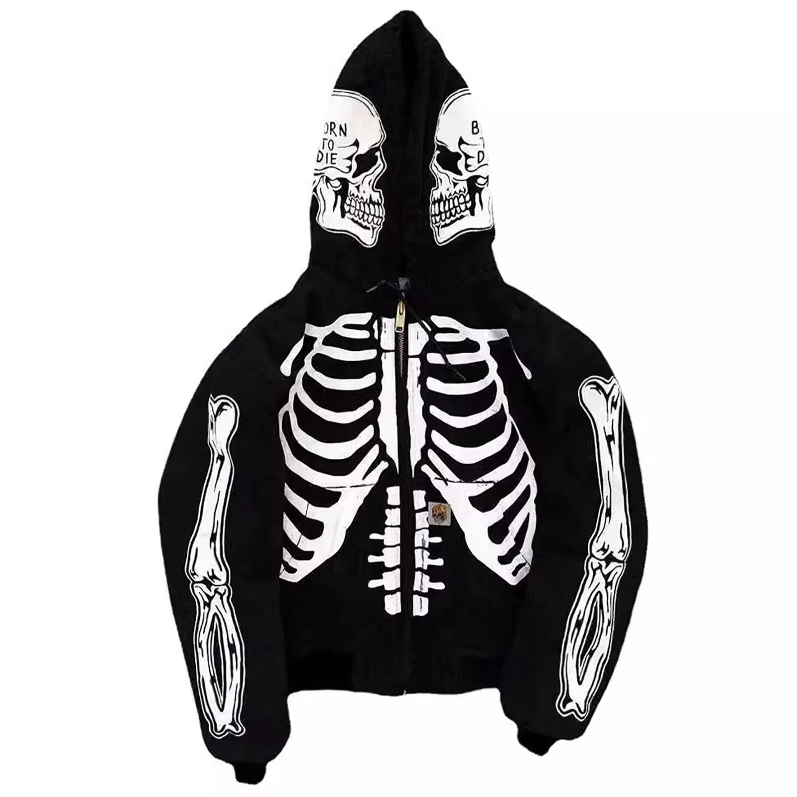 Skeleton Zip Up Hoodie Skeleton Jacket Black Oversized Streetwear Pullover Sweatshirt for Men Color Black Size 2XL Walmart