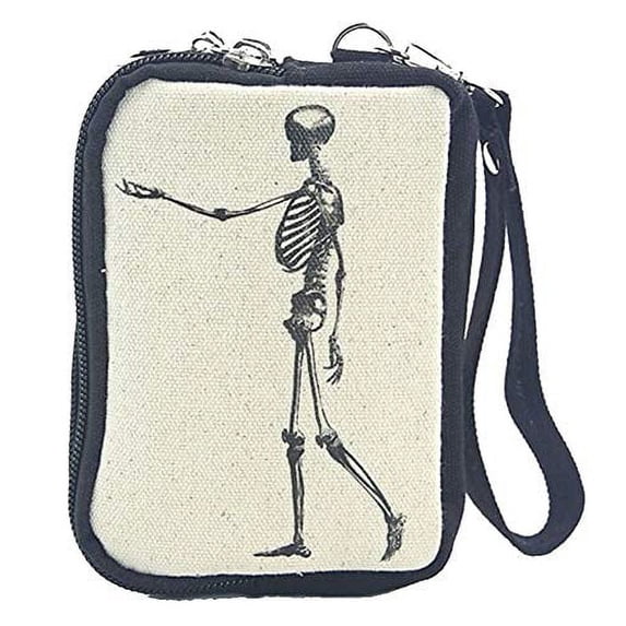 Skeleton Zipper Wristlet Bag Purse Goth Fashion, Skull and Bones, Vintage Style