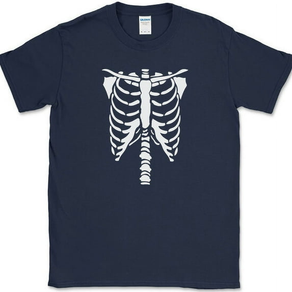 Skeleton costume T-Shirt XL Print Halloween Costume Novelty Tee - Navy, 5XL