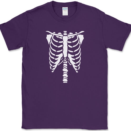 Skeleton costume T-Shirt XL Print Halloween Costume Novelty Tee - Purple, 4XL