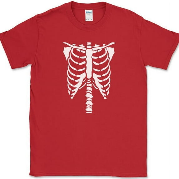 Skeleton costume T-Shirt XL Print Halloween Costume Novelty Tee - Red, 4XL