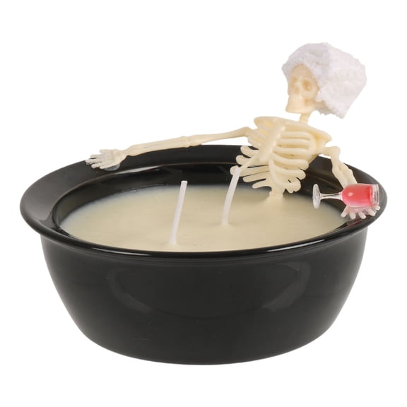 Skeleton in Bathtub Soy Wax Candle - Black Bathtub - Creepy Halloween Decor with Eerie Atmosphere for Home, Bars, or Tables