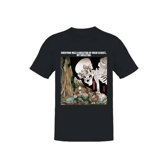 Skeleton in Closet Ukiyo-e Humor Men's T-shirt