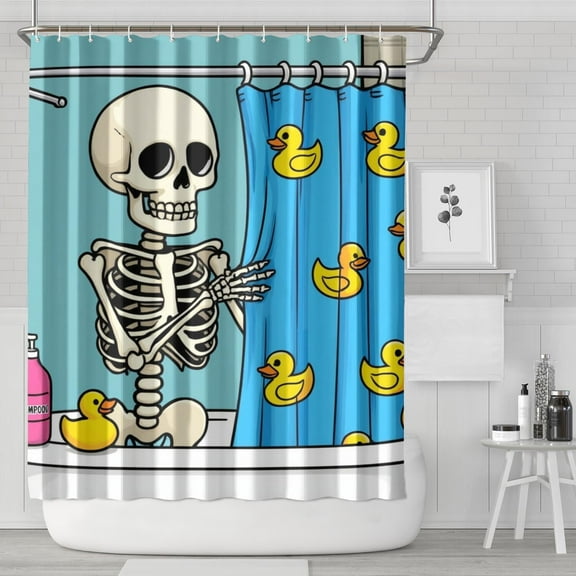 Skeleton in Shower 72x84in Shower Curtain,Bathroom Decorative Shower Curtains Set with 12 Hooks,Modern Waterproof Washable Shower Curtain