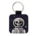 thumbnail image 1 of Skeleton in Space Suit Astronaut Faux Leather Square Keychain, 1 of 7