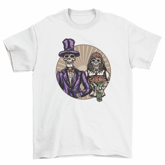 Skeletons Bride And Groom Halloween Gothic Till Death Married Gift T-Shirt
