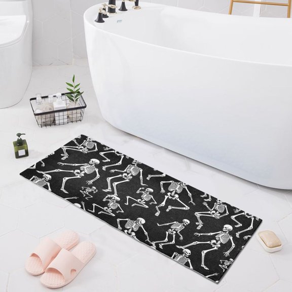 Skeletons Dancing Bath Mat 39x20 Non-Slip Bathroom Rugs Absorbent Soft Plush Quick Dry for Tub Shower Kitchen Home Decor