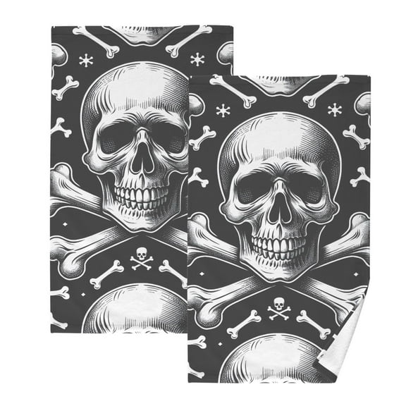 Skeletons Halloween Cotton Face Towels Sets Absorbent Hand Towel 2 PCs Soft Towel for Bathroom Kitchen Hotel Decoration