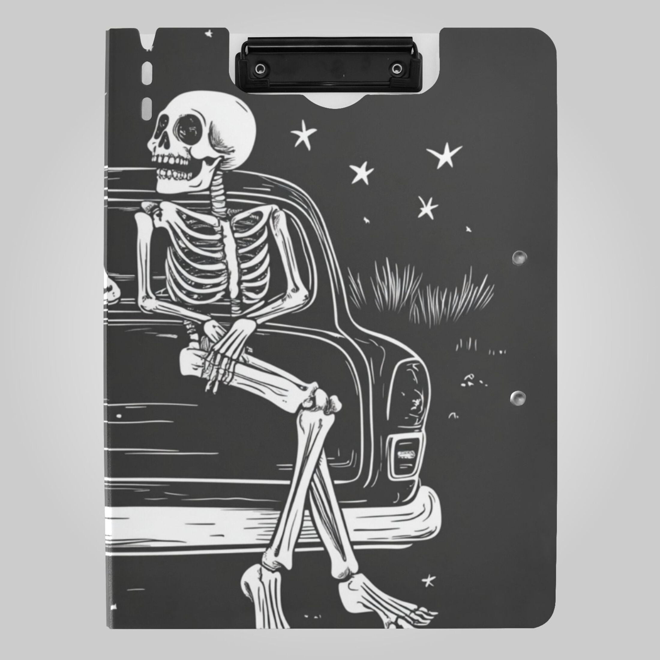 Skeletons Sitting on Car Stars Moon Foldable Binder Folder Clipboard ...