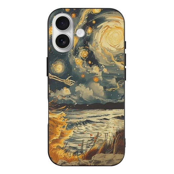 Skeletons Skull Cute Dancing Sky Art Phone Case Compatible with iPhone 17 TPU Black Shockproof Cover