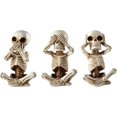 thumbnail image 1 of Skeletons Statue Hear See Speak No Evil Baby Halloween Figurines Home Decorative, Set of Three, 4.8 in, Oyster White Polyresin, 1 of 7