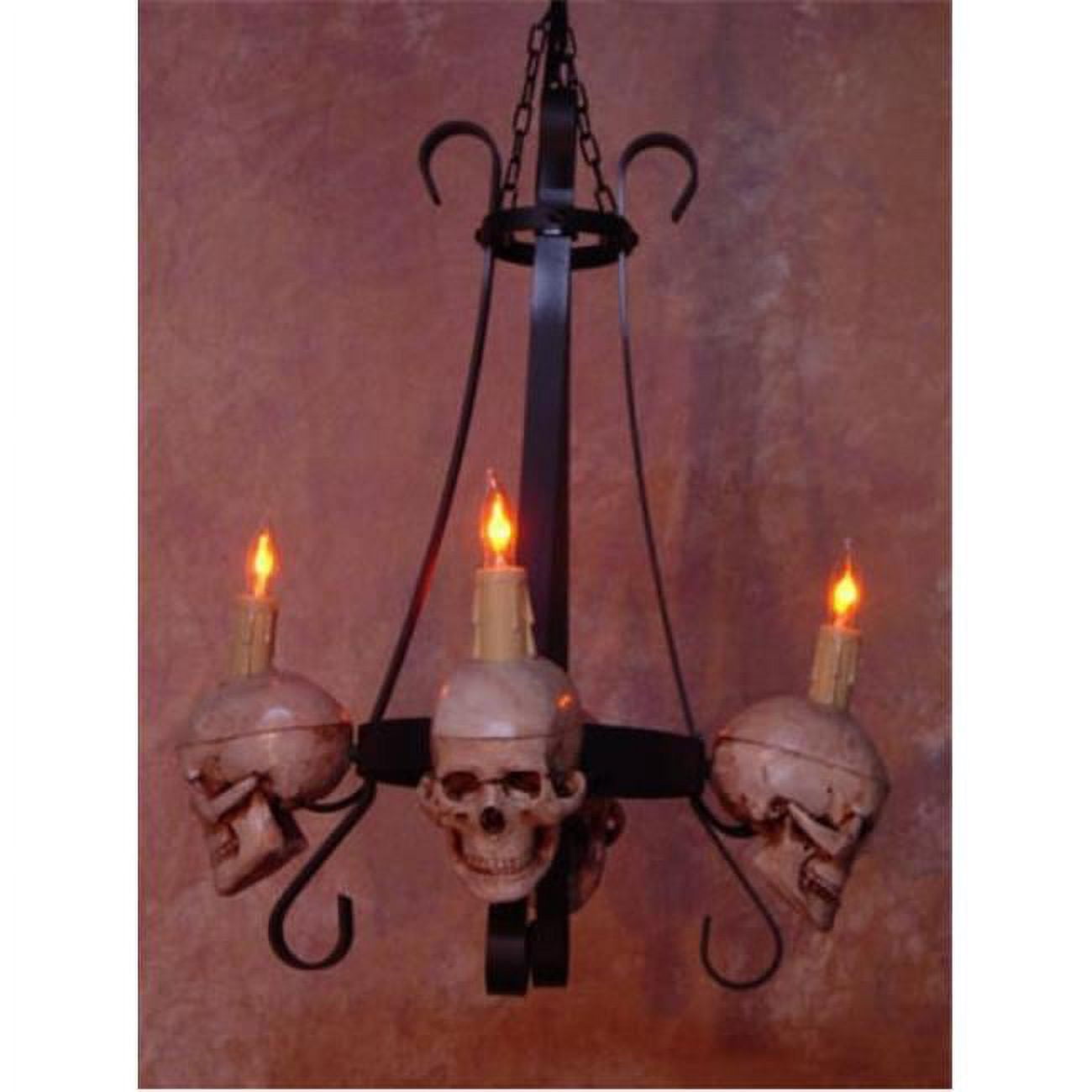 Skeletons and More  Chandelier Skull-Metal 4 Medium Skulls on Metal Frame