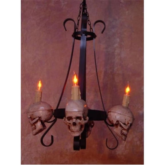Skeletons and More  Chandelier Skull-Metal 4 Medium Skulls on Metal Frame