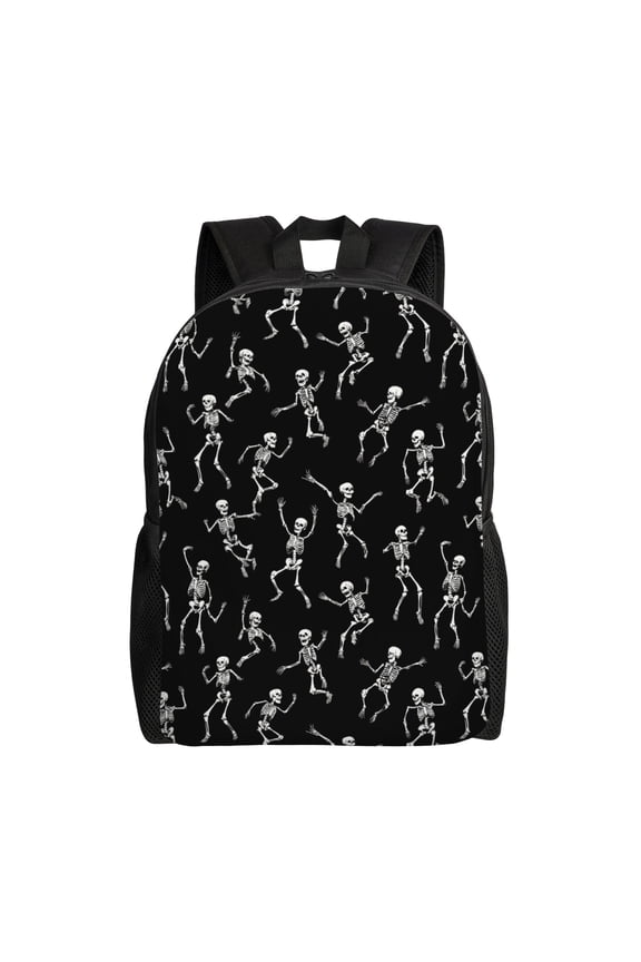 Skeletons dancing Backpack with 15 Inch Laptop Compartment,Water-Resistant Daypack, Large Capacity Backpack with Adjustable Breathable Shoulder Straps for Daily Use Travel Gym
