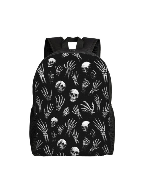 Skeletons and hands Backpack with 15 Inch Laptop Compartment,Water-Resistant Daypack, Large Capacity Backpack with Adjustable Breathable Shoulder Straps for Daily Use Travel Gym
