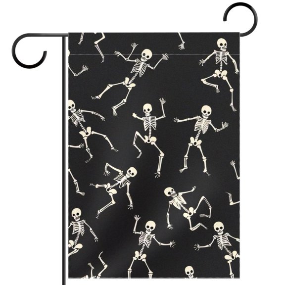 Skeletons with Various Dances Decorative Garden Flag for All Seasons, 12 x 18 Inch Small Vertical Double Sided Outside Decoration for Yard Farmhouse