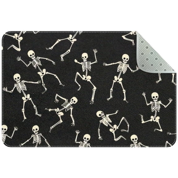 Skeletons with Various Dances Small Area Rug, Non-Slip Door Mat Indoor Floor Mat, Washable Kitchen Rug Entrance Door Mat for Bedroom Living Room