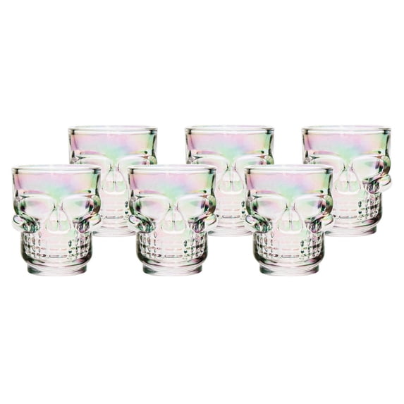 Godinger Crystal Skull Iridescent Shot Glass Set of 6