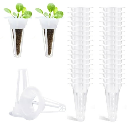 Skerell Hydroponic Grow Baskets 50 Pcs Plant Net Cup Indoor Garden System Replacement Hydroponic Growing Kit