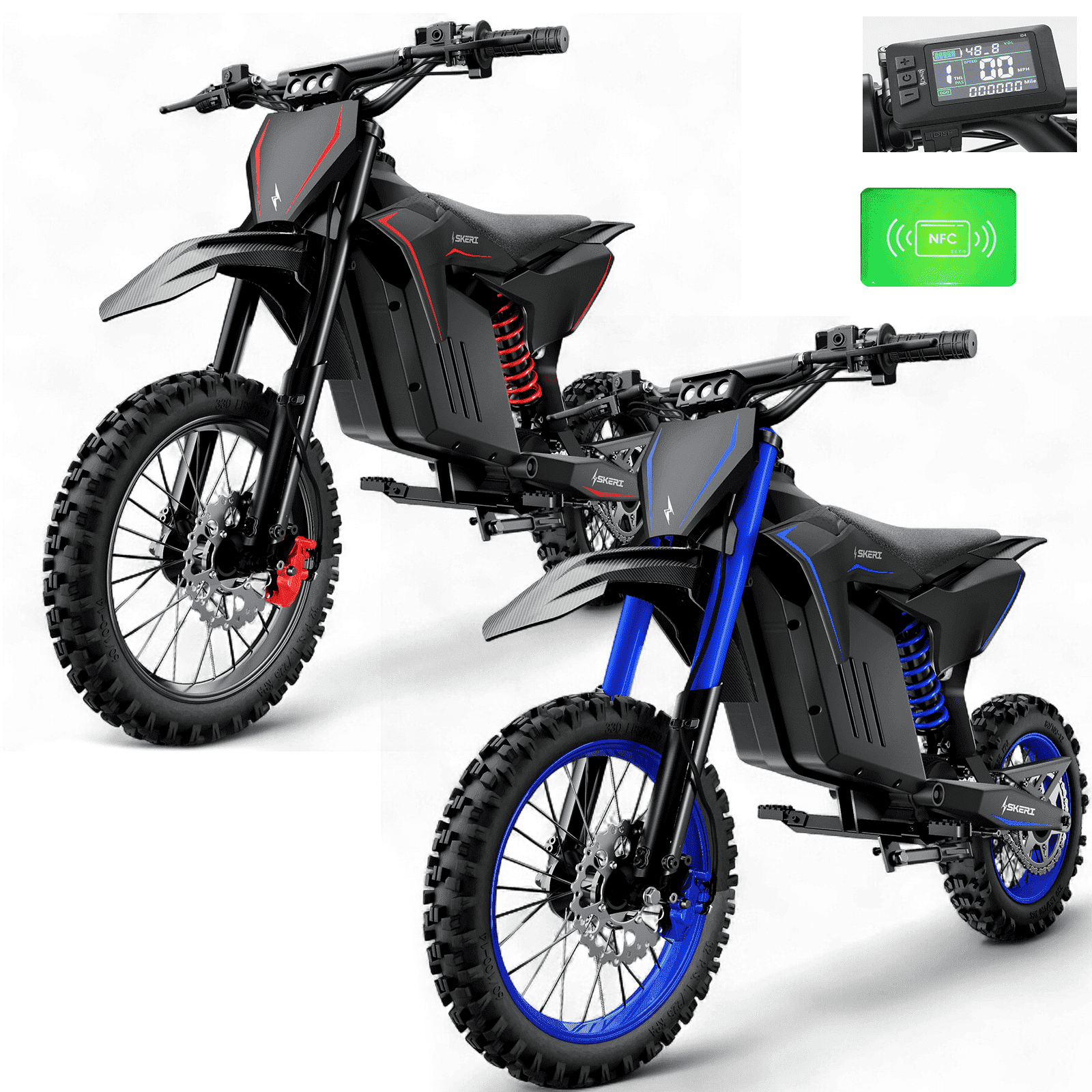 Electric Scooter Bike with Seat for Adult and Basket, Skeri Electric-Bike for Teens Adults, 14"/12" Fat Tire 2000W (Peak 3200W)