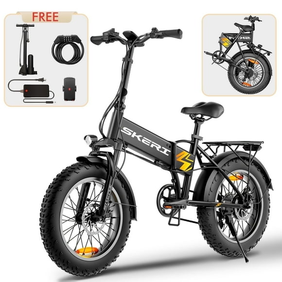 Skeri 20" Fat Tire Folding Electric Scooter Bike for Adults, 500W E-Mountain Bike 48V 18AH with 7-speed Gears, UL2849