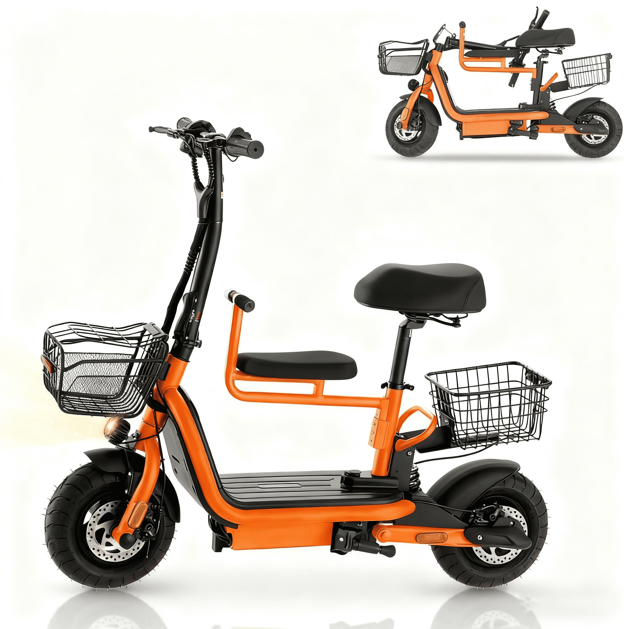 Skeri Electric Scooter for Families – Parent & Child Seats, Dual Storage Baskets,Foldable Handlebar Family Electric Scooter with Bright Front/Rear Lights, 750W 20MPH 25 Mile Distance