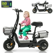 Skeri Electric Scooter for Families – Parent & Child Seats, Dual Storage Baskets,Foldable Handlebar Family Electric Scooter with Bright Front/Rear Lights, 750W 20MPH 25 Mile Distance