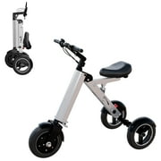 Bike Skeri Foldable Electric Tricycle for Adults, 2-in-1 Commuter Trike with Reverse Gear, up to 15Mph & 20 Miles 3 Wheel E-Scooter with Seat
