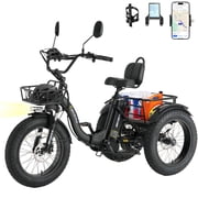 Skeri Electric Tricycle for Adults, 750WPeak 1350W Motor, 48V13Ah Battery, 20"x4" Folding Fat Tire 3-Wheel Electric Trike, 20MPH, Hydraulic Brakes, Rear Basket & Differential, UL2849
