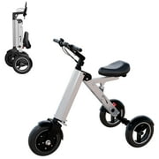 Bike Skeri Foldable Electric Tricycle for Adults, 2-in-1 Commuter Trike with Reverse Gear, up to 15Mph & 20 Miles 3 Wheel E-Scooter with Seat