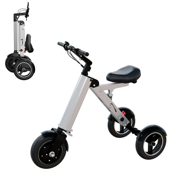 Bike Skeri Foldable Electric Tricycle for Adults, 2-in-1 Commuter Trike with Reverse Gear, up to 15Mph & 20 Miles 3 Wheel E-Scooter with Seat