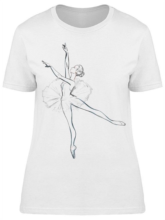 Sketch Ballerina Dancer T-Shirt Women -Image by Shutterstock, Female Large