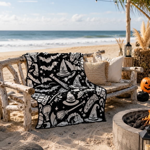 Sketch Blanket, Washable Assorted Pattern Doodle Mat, Creative DIY Art Blanket for Activity & Play Halloween