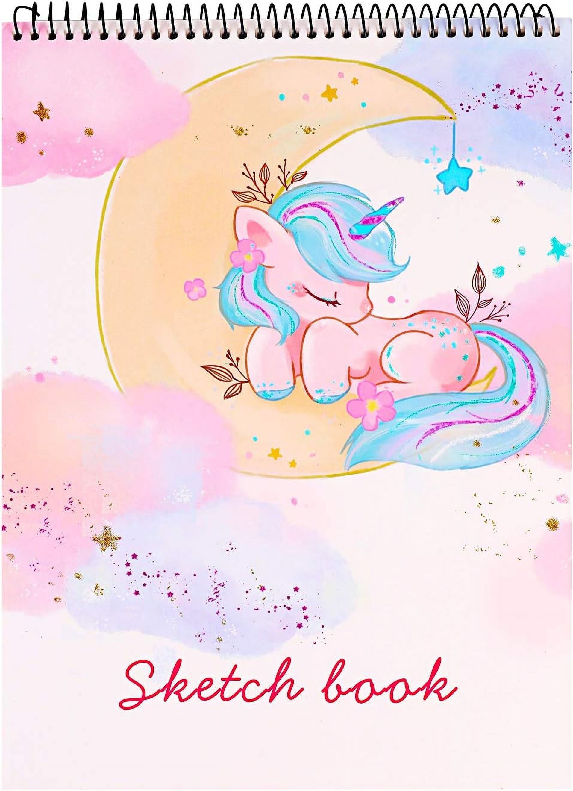 Sketch Book,Unicorn Cute Sketchbook, Spiral Bound, Acid Free Drawing Paper, 8.5 x 11 Inch, 100 Pages(50 sheets)