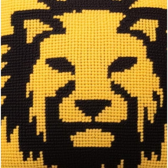 Sketch Cartoon Lion Latch Hook Rug Kits for Kids Beginner Easy Printed Canvas Crochet Yarn Embroidery Mini-Carpet Hook and Latch Kit Children Handmade Craft 30x30cm