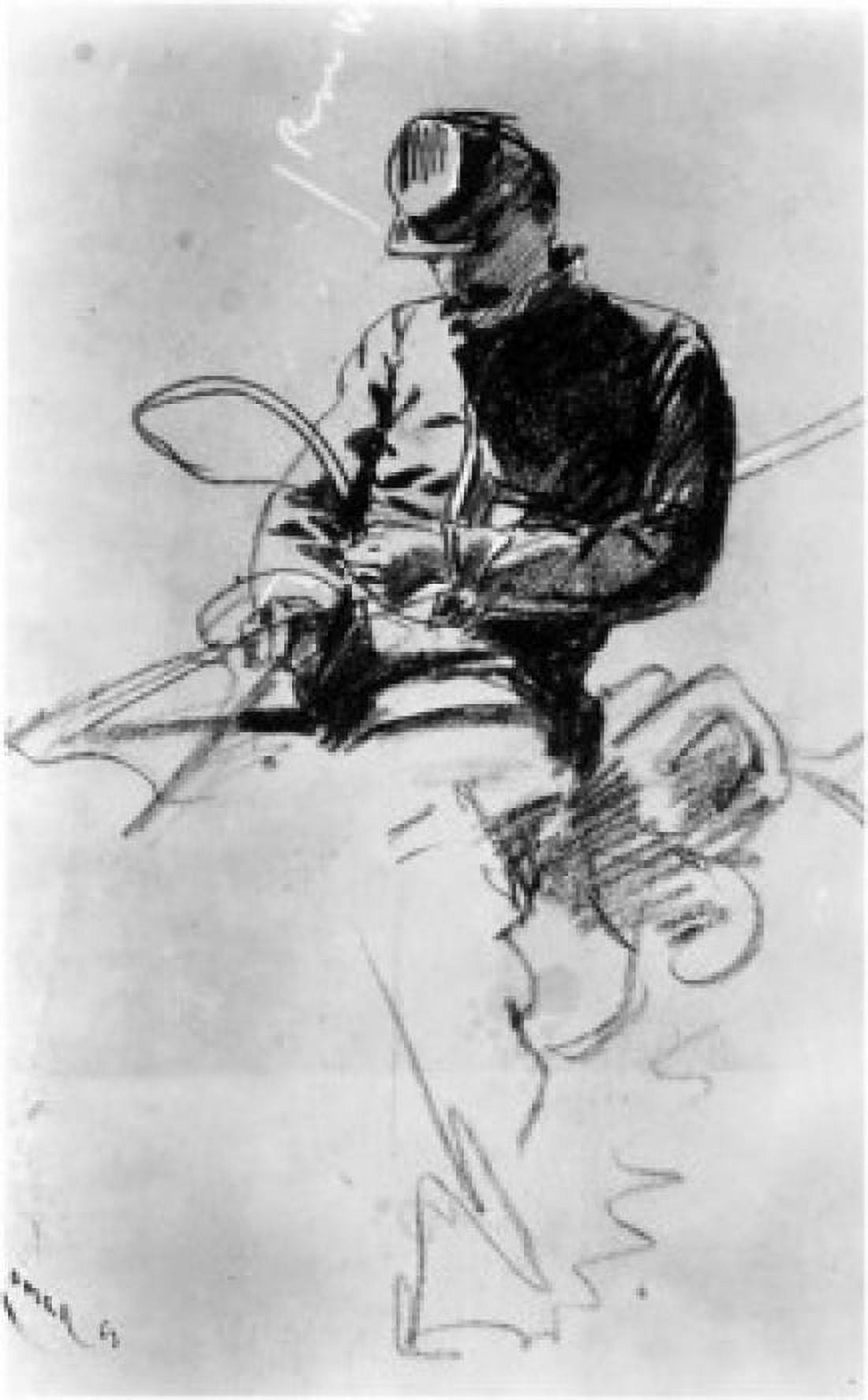 Sketch of a Cavalry Soldier (Civil War) 1863 Winslow Homer (1836-1910 American) Crayon Cooper-Hewitt National Design Museum New York USA Canvas Art - Winslow Homer (24 x 36)