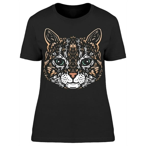 Sketch Color Cat Face T-Shirt Women -Image by Shutterstock, Female Small