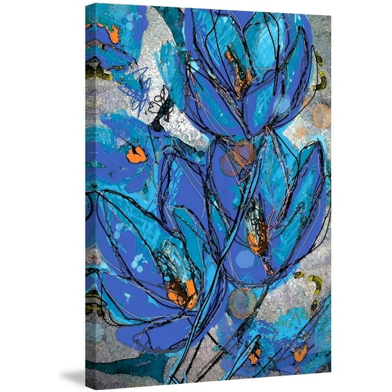 Sketch Cyanine Blue Painting Print on Wrapped Canvas