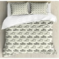 thumbnail image 1 of Sketch Duvet Cover Set King Size, Repeating Illustration of Hand Drawn Outline Retro Shoes Sneakers Fashion Print, Decorative 3 Piece Bedding Set with 2 Pillow Shams, Black and Ivory, by Ambesonne, 1 of 3