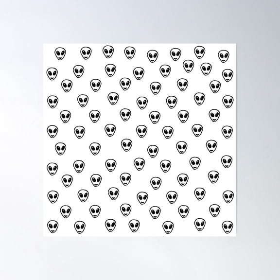 Sketch Emojis - Alien Poster Wall Art, Modern Wall Decor For Living Room Bedroom, 24x24 UNFRAMED