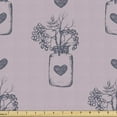 thumbnail image 1 of Ambesonne Sketch Fabric by the Yard Upholstery, Rowan Berries Heart Jar, 2 Yards, Mauve Purple Grey, 1 of 5